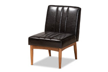 Load image into Gallery viewer, Baxton Studio Daymond Mid-Century Modern Dark Brown Faux Leather Upholstered and Walnut Brown Finished Wood Dining Chair
