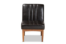 Load image into Gallery viewer, Baxton Studio Daymond Mid-Century Modern Dark Brown Faux Leather Upholstered and Walnut Brown Finished Wood Dining Chair
