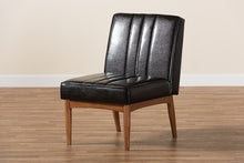 Load image into Gallery viewer, Baxton Studio Daymond Mid-Century Modern Dark Brown Faux Leather Upholstered and Walnut Brown Finished Wood Dining Chair
