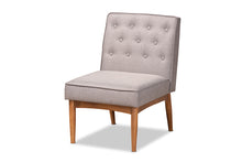 Load image into Gallery viewer, Baxton Studio Riordan Mid-Century Modern Grey Fabric Upholstered and Walnut Brown Finished Wood Dining Chair
