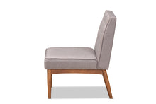 Load image into Gallery viewer, Baxton Studio Riordan Mid-Century Modern Grey Fabric Upholstered and Walnut Brown Finished Wood Dining Chair
