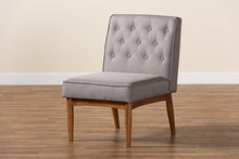 Load image into Gallery viewer, Baxton Studio Riordan Mid-Century Modern Grey Fabric Upholstered and Walnut Brown Finished Wood Dining Chair
