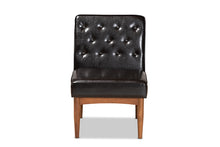 Load image into Gallery viewer, Baxton Studio Riordan Mid-Century Modern Dark Brown Faux Leather Upholstered and Walnut Brown Finished Wood Dining Chair
