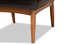 Load image into Gallery viewer, Baxton Studio Riordan Mid-Century Modern Dark Brown Faux Leather Upholstered and Walnut Brown Finished Wood Dining Chair
