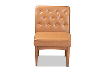 Load image into Gallery viewer, Baxton Studio Riordan Mid-Century Modern Tan Faux Leather Upholstered and Walnut Brown Finished Wood Dining Chair
