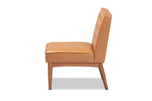 Load image into Gallery viewer, Baxton Studio Riordan Mid-Century Modern Tan Faux Leather Upholstered and Walnut Brown Finished Wood Dining Chair
