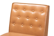Load image into Gallery viewer, Baxton Studio Riordan Mid-Century Modern Tan Faux Leather Upholstered and Walnut Brown Finished Wood Dining Chair
