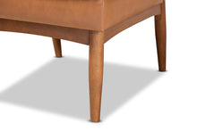 Load image into Gallery viewer, Baxton Studio Riordan Mid-Century Modern Tan Faux Leather Upholstered and Walnut Brown Finished Wood Dining Chair
