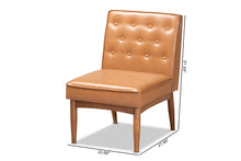 Load image into Gallery viewer, Baxton Studio Riordan Mid-Century Modern Tan Faux Leather Upholstered and Walnut Brown Finished Wood Dining Chair
