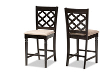 Load image into Gallery viewer, Baxton Studio Ramiro Modern and Contemporary Transitional Sand Fabric Upholstered and Dark Brown Finished Wood 2-Piece Counter Stool Set
