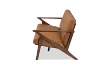 Load image into Gallery viewer, Baxton Studio Bianca Mid-Century Modern Walnut Brown Finished Wood and Tan Faux Leather Effect Sofa
