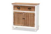 Load image into Gallery viewer, Baxton Studio Glynn Rustic Farmhouse Weathered Two-Tone White and Oak Brown Finished Wood 2-Door Storage Cabinet

