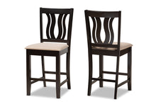 Load image into Gallery viewer, Baxton Studio Fenton Modern and Contemporary Transitional Sand Fabric Upholstered and Dark Brown Finished Wood 2-Piece Counter Stool Set
