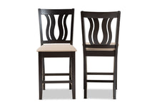 Load image into Gallery viewer, Baxton Studio Fenton Modern and Contemporary Transitional Sand Fabric Upholstered and Dark Brown Finished Wood 2-Piece Counter Stool Set
