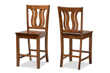 Load image into Gallery viewer, Baxton Studio Fenton Modern and Contemporary Transitional Walnut Brown Finished Wood 2-Piece Counter Stool Set
