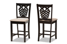 Load image into Gallery viewer, Baxton Studio Gervais Modern and Contemporary Transitional Sand Fabric Upholstered and Dark Brown Finished Wood 2-Piece Counter Stool Set
