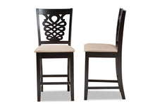 Load image into Gallery viewer, Baxton Studio Gervais Modern and Contemporary Transitional Sand Fabric Upholstered and Dark Brown Finished Wood 2-Piece Counter Stool Set
