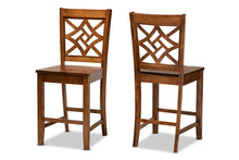 Load image into Gallery viewer, Baxton Studio Nicolette Modern and Contemporary Transitional Walnut Brown Finished Wood 2-Piece Counter Stool Set
