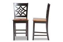 Load image into Gallery viewer, Baxton Studio Nicolette Modern and Contemporary Two-Tone Dark Brown and Walnut Brown Finished Wood 2-Piece Counter Stool Set
