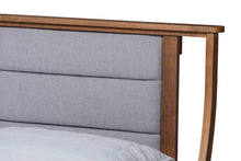 Load image into Gallery viewer, Baxton Studio Regis Modern and Contemporary Transitional Light Grey Fabric Upholstered and Walnut Brown Finished Wood Queen Size Platform Bed
