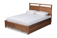 Load image into Gallery viewer, Baxton Studio Saffron Modern and Contemporary Walnut Brown Finished Wood Queen Size 4-Drawer Platform Storage Bed
