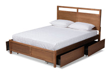 Load image into Gallery viewer, Baxton Studio Saffron Modern and Contemporary Walnut Brown Finished Wood Queen Size 4-Drawer Platform Storage Bed
