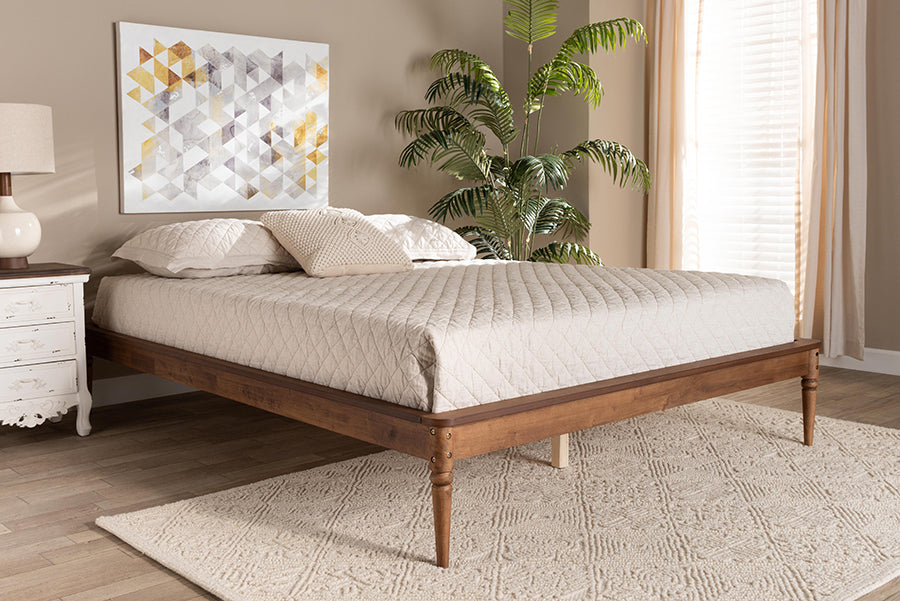 Baxton Studio Tallis Classic and Traditional Walnut Brown Finished Wood King Size Bed Frame