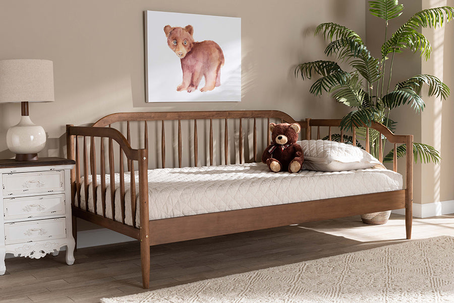 Baxton Studio Parson Classic Mid-Century Modern Walnut Brown Finished Wood Twin Size Daybed
