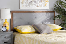 Load image into Gallery viewer, Baxton Studio Abner Modern and Contemporary Transitional Light Grey Fabric Upholstered and Walnut Brown Finished Wood Full Size Headboard
