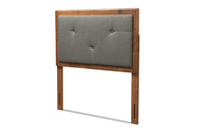 Load image into Gallery viewer, Baxton Studio Abner Modern and Contemporary Transitional Dark Grey Fabric Upholstered and Walnut Brown Finished Wood Twin Size Headboard
