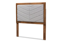 Load image into Gallery viewer, Baxton Studio Iden Modern and Contemporary Light Grey Fabric Upholstered and Walnut Brown Finished Wood Twin Size Headboard
