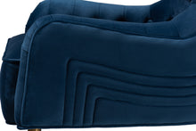 Load image into Gallery viewer, Baxton Studio Nelson Modern Luxe and Glam Navy Blue Velvet Fabric Upholstered and Gold Finished Metal Armchair
