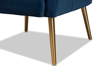 Load image into Gallery viewer, Baxton Studio Nelson Modern Luxe and Glam Navy Blue Velvet Fabric Upholstered and Gold Finished Metal Armchair

