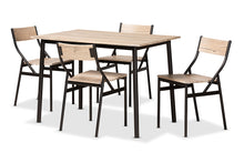 Load image into Gallery viewer, Baxton Studio Carmen Modern and Contemporary Oak Brown Finished Wood and Dark Brown Metal 5-Piece Dining Set
