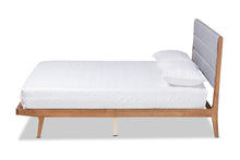 Load image into Gallery viewer, Baxton Studio Jarlan Modern and Contemporary Transitional Grey Fabric Upholstered and Walnut Brown Finished Wood King Size Platform Bed
