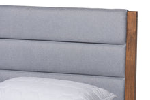 Load image into Gallery viewer, Baxton Studio Jarlan Modern and Contemporary Transitional Grey Fabric Upholstered and Walnut Brown Finished Wood King Size Platform Bed
