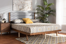 Load image into Gallery viewer, Baxton Studio Jarlan Modern and Contemporary Transitional Grey Fabric Upholstered and Walnut Brown Finished Wood Queen Size Platform Bed
