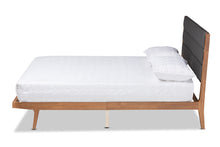 Load image into Gallery viewer, Baxton Studio Jarlan Modern and Contemporary Transitional Charcoal Fabric Upholstered and Walnut Brown Finished Wood Queen Size Platform Bed
