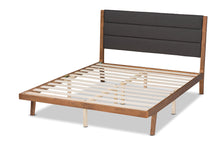 Load image into Gallery viewer, Baxton Studio Jarlan Modern and Contemporary Transitional Charcoal Fabric Upholstered and Walnut Brown Finished Wood Queen Size Platform Bed
