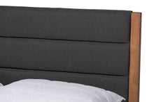 Load image into Gallery viewer, Baxton Studio Jarlan Modern and Contemporary Transitional Charcoal Fabric Upholstered and Walnut Brown Finished Wood Queen Size Platform Bed
