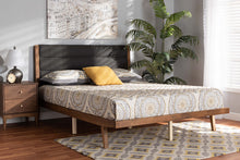 Load image into Gallery viewer, Baxton Studio Jarlan Modern and Contemporary Transitional Charcoal Fabric Upholstered and Walnut Brown Finished Wood Queen Size Platform Bed
