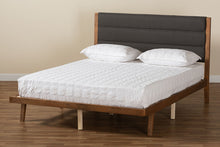 Load image into Gallery viewer, Baxton Studio Jarlan Modern and Contemporary Transitional Charcoal Fabric Upholstered and Walnut Brown Finished Wood Queen Size Platform Bed
