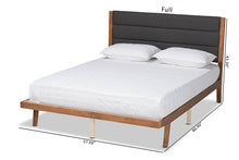 Load image into Gallery viewer, Baxton Studio Jarlan Modern and Contemporary Transitional Charcoal Fabric Upholstered and Walnut Brown Finished Wood King Size Platform Bed
