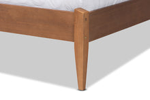 Load image into Gallery viewer, Baxton Studio Lenora Mid-Century Modern Grey Fabric Upholstered and Walnut Brown Finished Wood King Size Platform Bed
