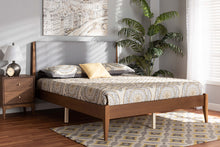 Load image into Gallery viewer, Baxton Studio Lenora Mid-Century Modern Grey Fabric Upholstered and Walnut Brown Finished Wood King Size Platform Bed
