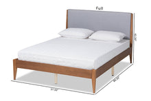 Load image into Gallery viewer, Baxton Studio Lenora Mid-Century Modern Grey Fabric Upholstered and Walnut Brown Finished Wood King Size Platform Bed
