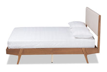Load image into Gallery viewer, Baxton Studio Senna Mid-Century Modern Beige Fabric Upholstered and Walnut Brown Finished Wood King Size Platform Bed
