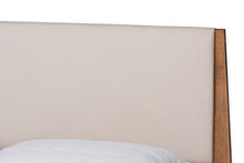 Load image into Gallery viewer, Baxton Studio Senna Mid-Century Modern Beige Fabric Upholstered and Walnut Brown Finished Wood Queen Size Platform Bed
