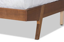 Load image into Gallery viewer, Baxton Studio Senna Mid-Century Modern Beige Fabric Upholstered and Walnut Brown Finished Wood King Size Platform Bed
