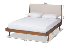 Load image into Gallery viewer, Baxton Studio Senna Mid-Century Modern Beige Fabric Upholstered and Walnut Brown Finished Wood King Size Platform Bed
